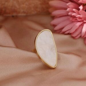 Plated Natural Stone Adjustable, Irregular Agate Resin Ring, Bohemian Style